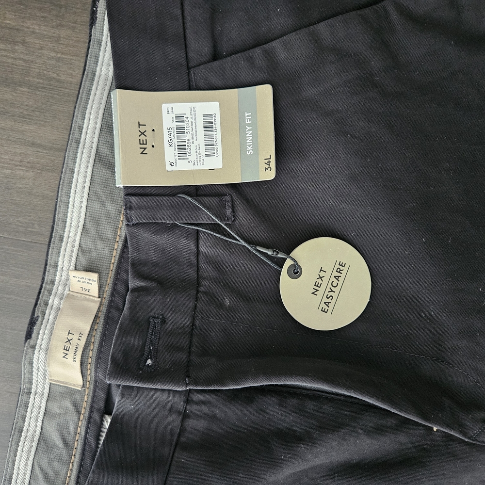 Next Men's Black Skinny Fit Pants - 34Long